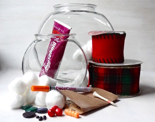 Fishbowl snowman materials