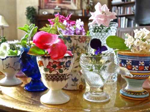 Egg Cups as Mini Vases