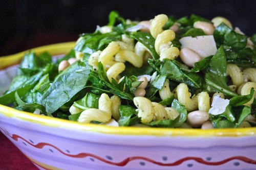 Cavatappi withSpinach, Beans, and Asiago Cheese