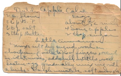 Hand-Written Dutch Apple Cake Recipe