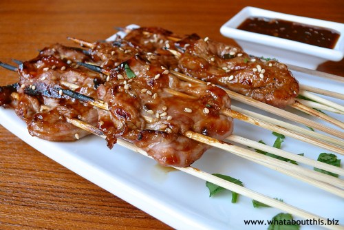 Grilled Pork Kebabs with ginger Molasses Barbecue Sauce