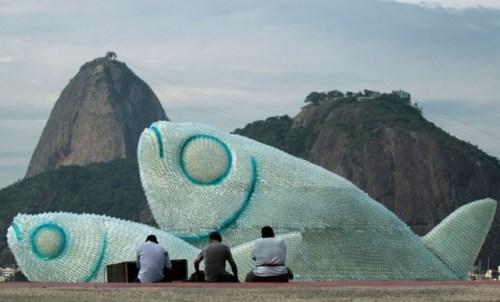 Fish Sculpture From Discarded Bottles